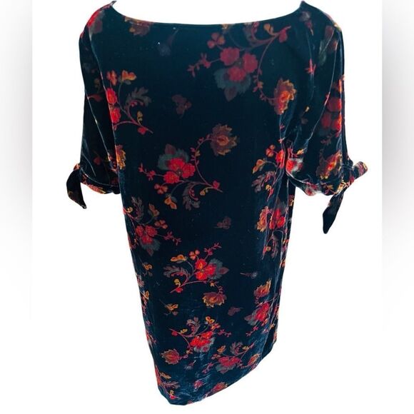 Ann Taylor LOFT Velvet floral print split sleeve shift mini dress size S. - Picture 8 of 10